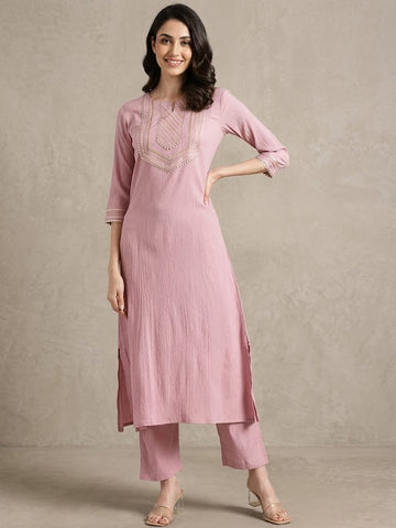 Varanga Women Gota Patti Embroidered Dual Tone Dobby Kurta