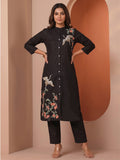 Black Thread Embroidered A-Line Kurta Set
