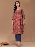 Varanga Maroon Ethnic Motifs Printed Kurta