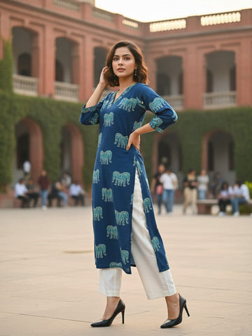 Traditional Jal Pattern Brown Kurta for Women