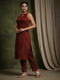 Varanga Women brown Halter Neck Straight Kurta with trouser