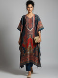 Varanga Women-Zari & Sequin Detailed Ethnic Printed Flared Kaftan With Trouser