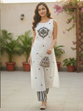Varanga Women Ethnic Motifs Embroidered Regular Thread Work Kurta with Trousers