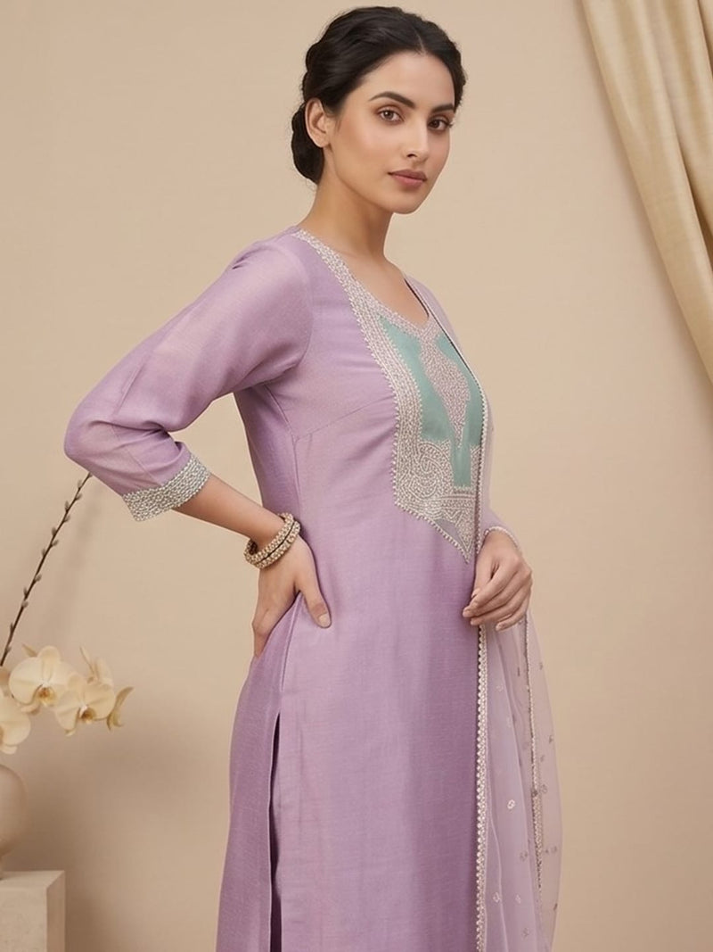 Varanga Women Shimmer Kurta Set With A Sequin-Detailed Net Dupatta