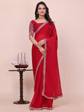 Varanga Ethnic Motifs Embroidered Poly Chiffon Heavy Work Saree