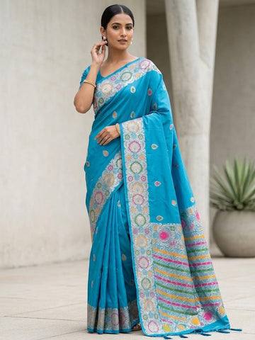 Luxurious silk Saree with rich woven pallu design