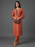 Modern-Classic Rust Kurta Set