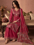 Ethnic Printed Kurta Set With Matching Palazzo And Dupatta
