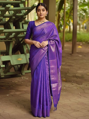 Ethnic Motifs Silk Cotton Handloom Banarasi Saree