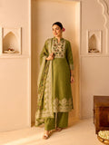 Chanderi Printed Kurta With Trouser And Dupatta