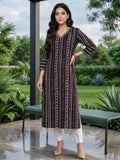 Varanga Women Black Straight Kurta With Three- Quarter Sleeve.