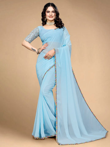 Varanga Embellished Sequinned Silk Blend Saree