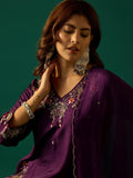 Kurta Embellished With Beads And Stones Paired  Trousers And A Matching Bordered Dupatta