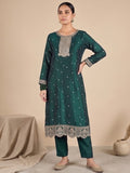 Graceful Green 3-Piece Set And An Elegant Embroidered Dupatta.