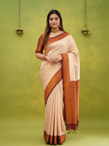 Ethnic Motifs Silk Cotton Handloom Banarasi Saree