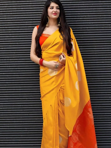 Ethnic Motifs Silk Cotton Handloom Banarasi Saree