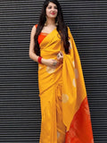 Ethnic Motifs Silk Cotton Handloom Banarasi Saree