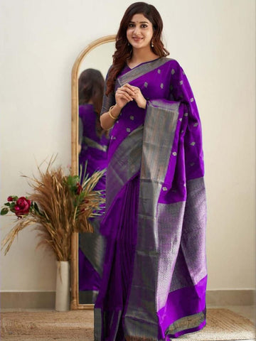 Ethnic Motifs Silk Cotton Handloom Banarasi Saree