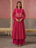 The Golden-Grid Berry Women's Kurta Set