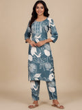 Varanga Women Round Neck Bold Print Kurta Set
