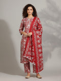 Varanga Women Ethnic Floral Printed Kurta With Trouser & Dupatta