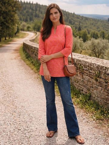 The Pink Bandhej Women's Kurta