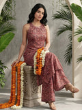 Rust Block-Style Print Kurta with Palazzo Pants