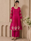 The Fuchsia Blossom Pin-Tuck Festival Women'S Kurta Suit