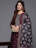 Varanga Women Round Neck  Ethnic  Printed Embroidered Kurta Paired With Solid Bottom And Embroidered Dupatta