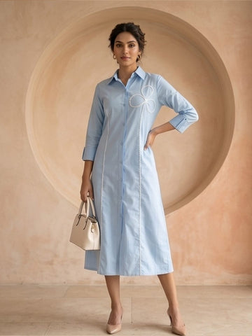 Varanga Blue Colored Women Summer Dress