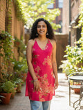 Tropical Pink Floral Halter Kurta