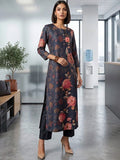 Floral Print Round-Neck Kurta With Regular Pant