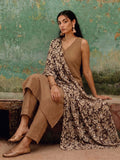 The Roasted Mocha Women's Kurta Set With Sequinned Floral Dupatta