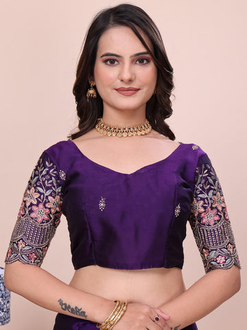 Varanga Ethnic Motifs Embroidered Silk Blend Heavy Work Saree