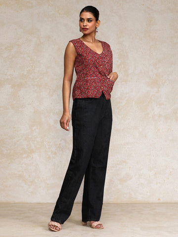 Varanga Women Printed V Neck short top