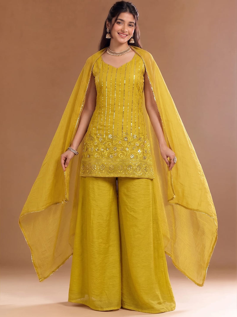 Varanga Embroidered Kurta With Dupatta | Art Silk | Festive