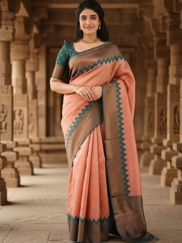 Ethnic Motifs Silk Cotton Handloom Banarasi Saree