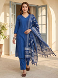 Aadvika Women V Neck Straight Kurta With Pants & Dupatta