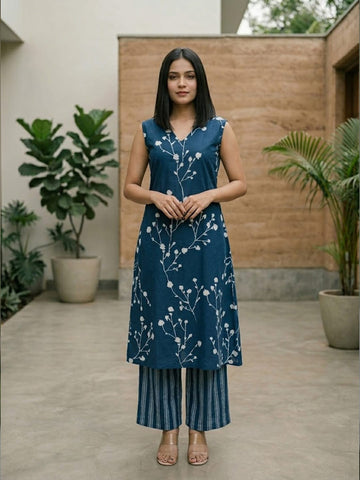 Effortless Summer Indigo Kurta Set