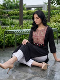 Varanga Women Jaipuri Ethnic Printed Yoke with Tassel & Shell Detailed Straight Kurta