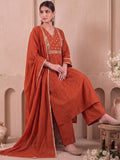 The Mayur Rust Kurta Set