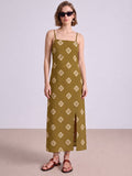 Women Print Maxi Dress With Adjustable Straps And A Sleek Silhouette .