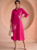 Fuchsia Lace Detailed Shirt Dress