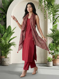 The Linear Crimson kurta Set With Dupatta