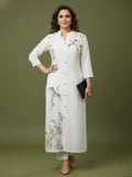 Front Button Straight Embroidered Flex Kurta Set