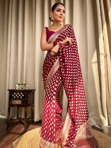 Ethnic Motifs Silk Cotton Handloom Banarasi Saree