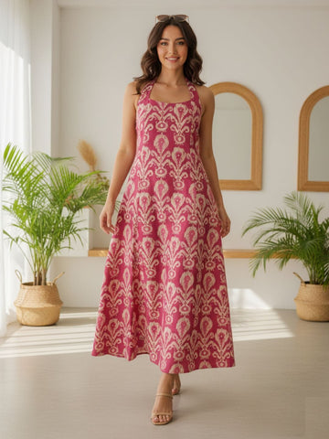 Trendy Cotton A-Line Maxi Dress