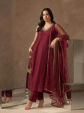 Maroon Cocktail Kurta Set With Mirror Embellishment