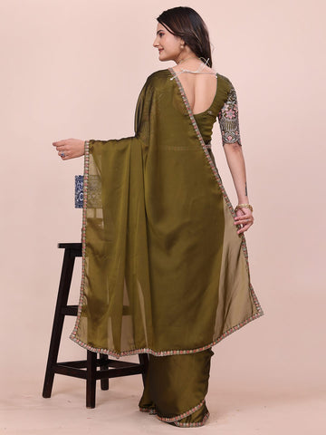 Varanga Embellished Embroidered Silk Blend Designer Saree