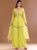 Varanga Lime Green Embroidered Palazzos With Dupatta | Poly Georgette | Festive
